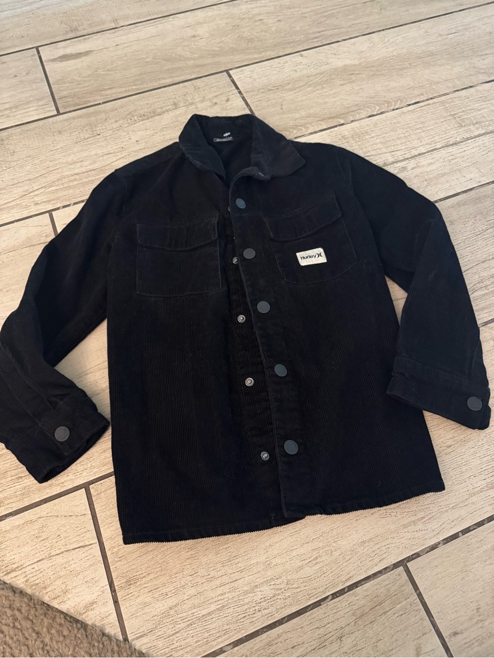 Hurley Black Corduroy Button-Up Jacket